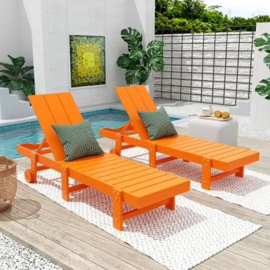 WestinTrends Ashore Modern Poly Reclining Chaise Lounge With Wheels (Set of 2pcs) image {6}