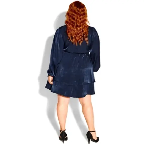 Women's Plus Size Twisted Ruffle Dress - french navy | CITY CHIC image {1}