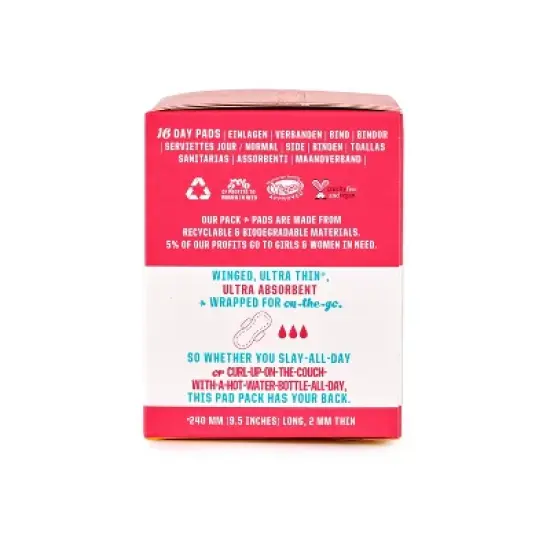 Flo Organic Bamboo Silky-Soft Ultra-Thin Absorbent with Wings Day Maxi Pads - 16ct image {3}