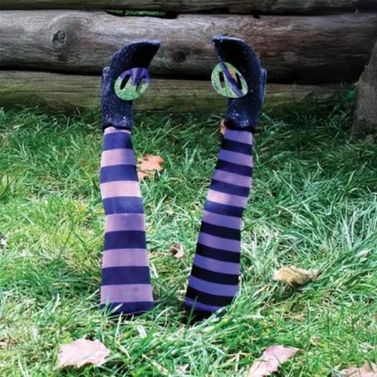 Fun World Witch Legs Yard Stakes Purple/Black Halloween D&eacute;cor image {1}