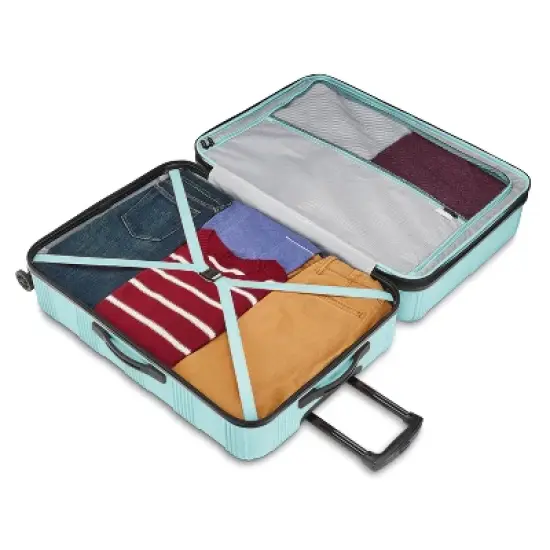 American Tourister NXT Hardside Large Checked Spinner Suitcase image {2}