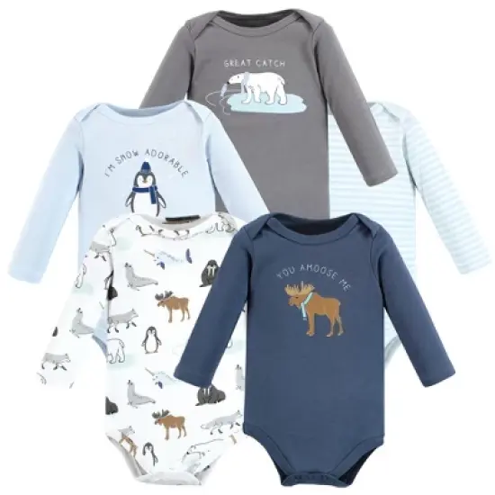 Hudson Baby Unisex Baby Cotton Long-Sleeve Bodysuits, Arctic Animals image {7}