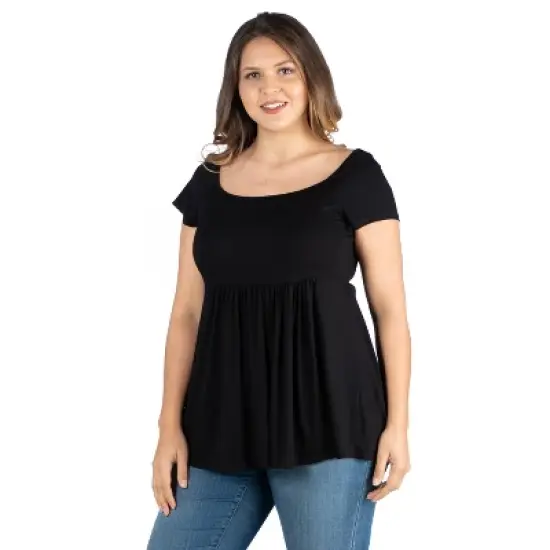 24seven Comfort Apparel Women's Plus Babydoll Tunic Top image {1}