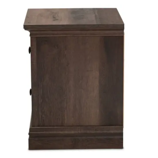 Nolan 2 Drawer Wood Nightstand Brown/Black - Baxton Studio image {3}