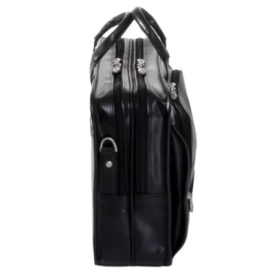 McKlein Hubbard Leather Double Compartment Laptop Briefcase (Black) image {3}