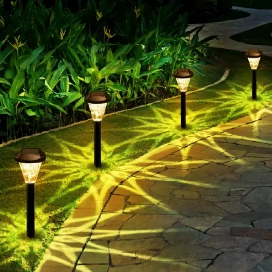 GIGALUMI  Solar Powered Pathway Lights, Waterproof Outdoor Solar Lights for Garden and Landscape, Warm White, 8 Pack image {2}