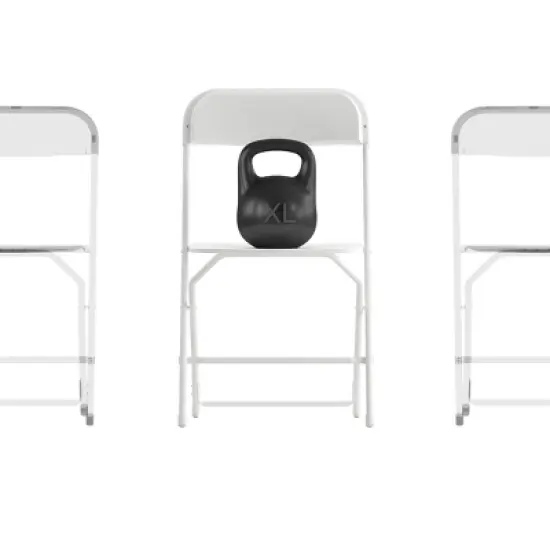 Emma and Oliver 4 Pack of All-Weather, Extra Wide Contoured Plastic Folding Chairs with Metal Frame and 650 lb. Static Weight Capacity image {16}