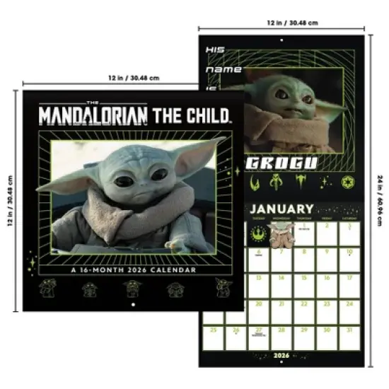 Star Wars 2026 Mandalorian Grogu 12"x12" Wall Calendar image {6}