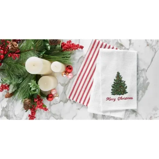 C&F Home "Merry Christmas" Embroidered Cotton Waffle Weave Kitchen Dishtowel image {2}
