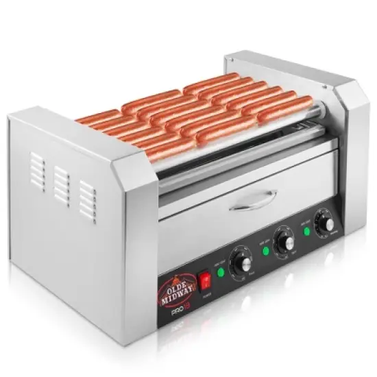 Olde Midway Electric Hot Dog Roller Grill Machine with Bun Warmer, Commercial Grade image {7}