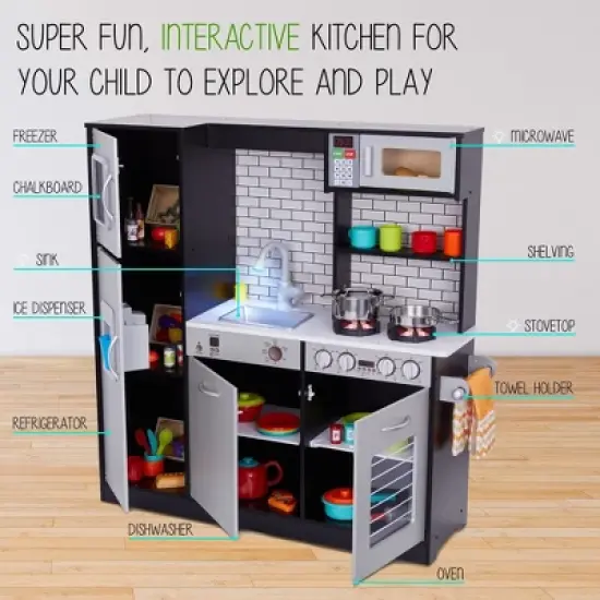 Lil Jumbl Play Kitchen Set for Kids, Toddler Kitchen Playset, Charcoal image {1}