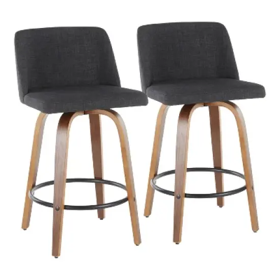 Set of 2 Toriano Mid-Century Modern Counter Height Barstools - LumiSource image {9}