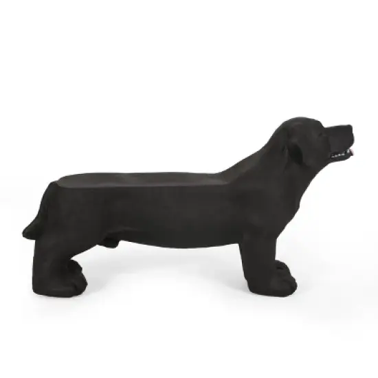 Hyrum Outdoor Labrador Dog Garden Bench Matte Black - Christopher Knight Home image {3}