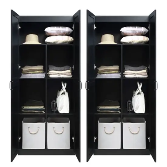 Set of 2 Hopkins Modern 7 Shelf Freestanding Storage Closets - Manhattan Comfort image {3}
