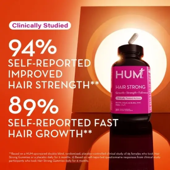 HUM Nutrition Hair Strong Vegan Capsules for Hair Growth + Strength + Thickness - 30ct image {2}