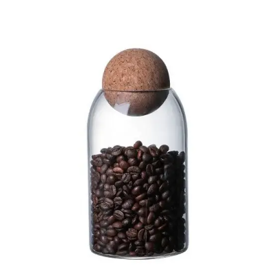 1 SET Storage ball jar, glass tea jar, minimalist cork jar, sealed candy jar, storage jar, coffee jar, dry food storage jar, coffee storage container image {4}