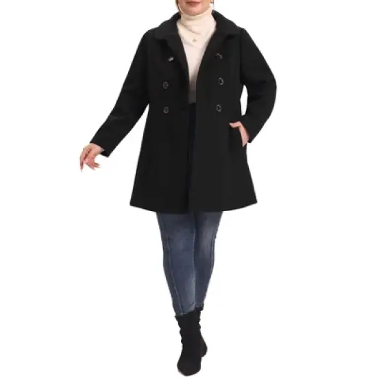 Agnes Orinda Women's Plus Size Peter Pan Collar Double Breasted Winter Long Coats image {5}
