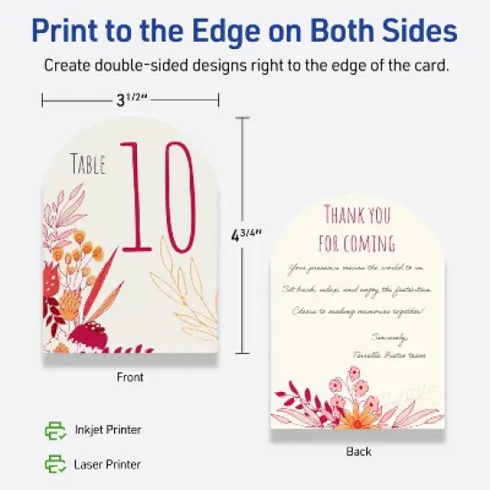 Avery Printable Arched Flat Cards, Sure Feed Technology, 4-3/4" x 3-1/2", Matte Ivory Cardstock, Print-to-The-Edge, Laser/Inkjet Printable, 40 Total image {5}