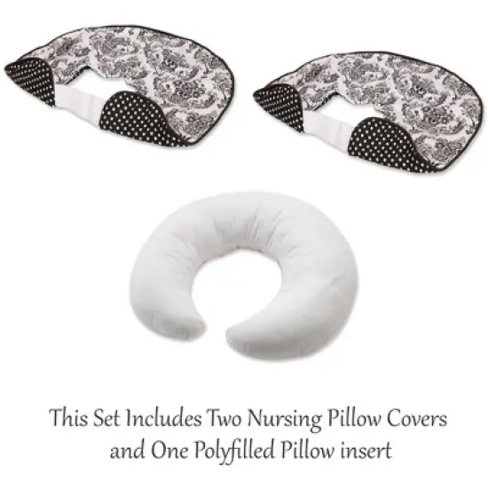 Bacati - 3 pc Classic Damask Black Hugster Feeding & Infant Support Nursing Pillow image {3}