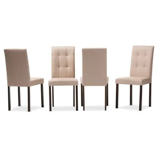 Set of 4 Andrew Modern and Contemporary Fabric Upholstered Grid-tufting Dining Chair image {2}