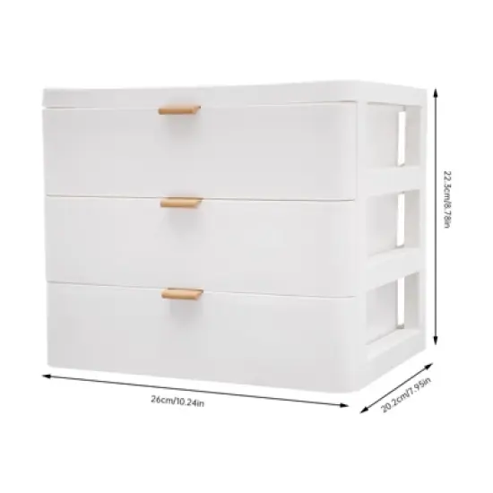 YIYIBYUS Desktop Storage Box, Desk Organizer with Drawer, White image {3}