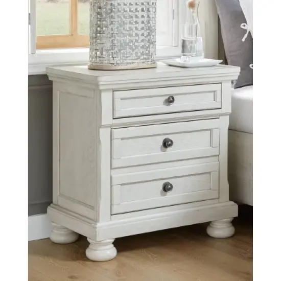 Robbinsdale 2 Drawer Nightstand White - Signature Design by Ashley image {1}