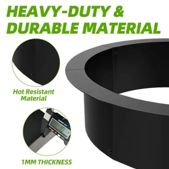 36 Inch Inner / 40 Inch Outer Fire Pit Ring, Heavy Duty Steel Metal Fire Ring Liner for Outdoor DIY Fire Pits image {2}