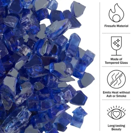Home-Complete 10.47 lbs  .5" Reflective Crushed Rock Fire Glass Blue image {3}
