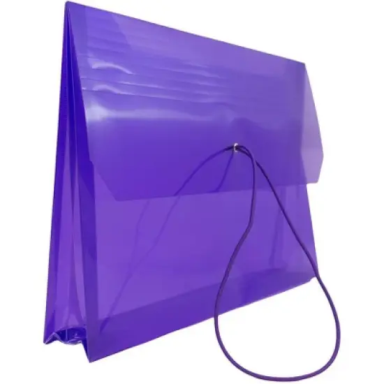 JAM Paper 9 3/4'' x 13'' Plastic Envelopes with 2 5/8" Expansion, Elastic Closure, Letter Booklet - Purple image {2}