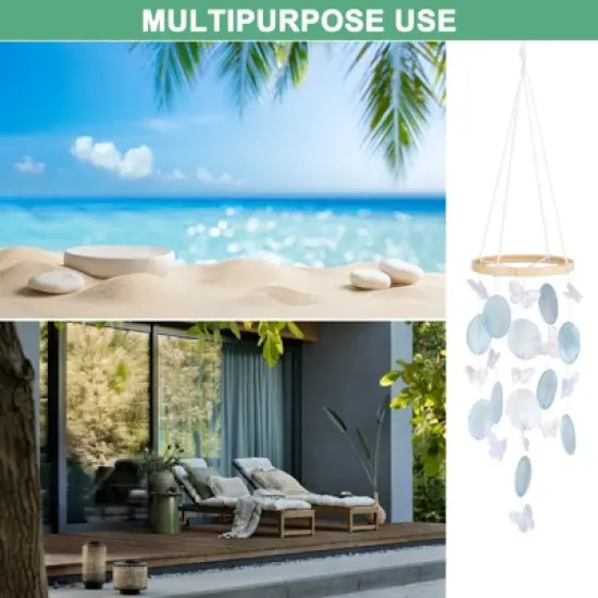 Unique Bargains Handcrafted Coastal-inspired Durable Decorative Wind Chime 4.7" x 13.8" Blue 1 Pc image {5}