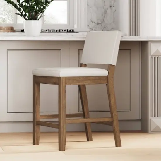 Linus Wood Upholstered Sling Back Barstool - Nathan James image {7}