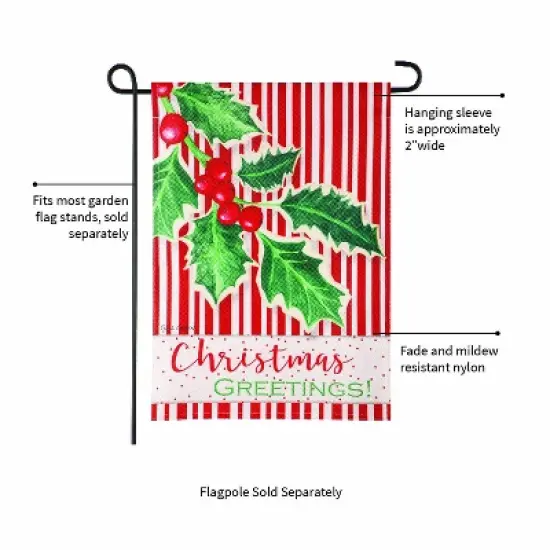 Evergreen Christmas Greetings Burlap Garden Flag 12 x 18 Inches Indoor Outdoor Decor image {5}