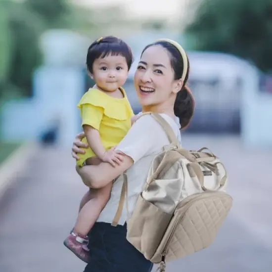 Baby Essentials Quilted Frame Diaper Backpack - Neutral image {7}