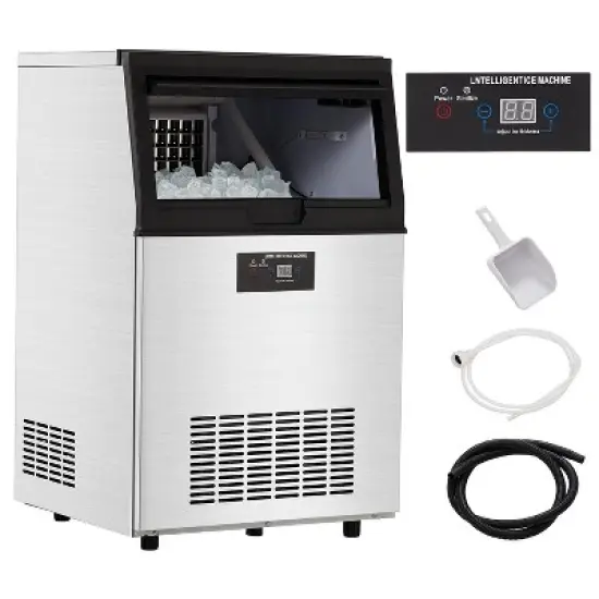 Acekool Commercial Ice Maker Machine, 80Lbs/24H Countertop Ice Maker with 30Lbs Storage Bin, 32 Cubes per Cycle, Freestanding for Home & Bar image {1}