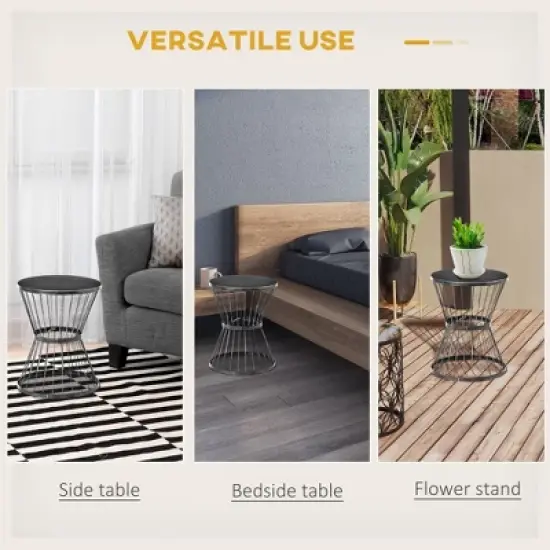 CAVINAS 16" Steel Patio Side Table,Hourglass Outdoor End Table,Detachable Accent Table for Outdoor&Indoor Use,Outdoor Furniture,Modern Coffee Table image {2}