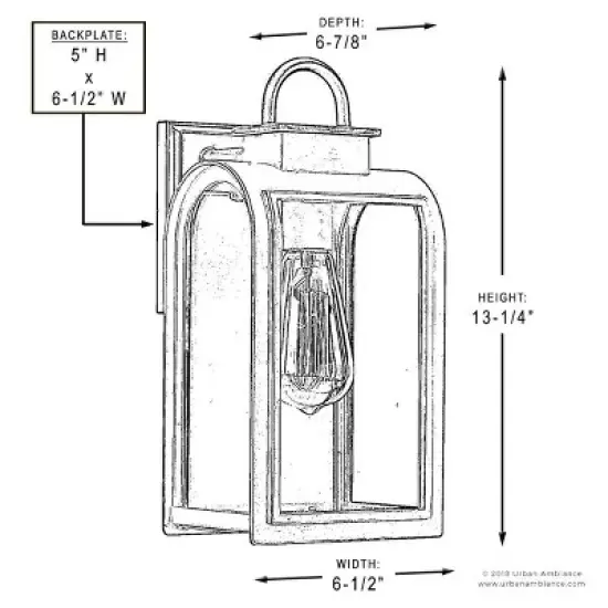Urban Ambiance Luxury Art Deco Deco Outdoor Wall Light,  13.25"H x 6.5"W,  Oil Rubbed Bronze Finish, UHP1100 image {5}