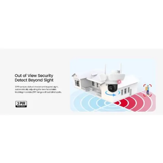 aosu Floodlight Cam Pro 360&deg; PTZ Motion-Sensing Wi-Fi&reg; AI-Smart 3K Security Camera with 2 Wired Integrated LED Flood Lights, 2,600 Lumens in White image {4}