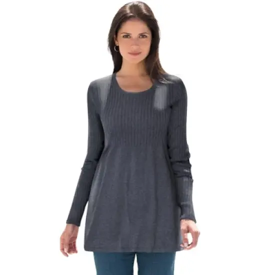 Jessica London Women&rsquo;s Plus Size Ribbed Baby Doll Tunic Sweater image {4}