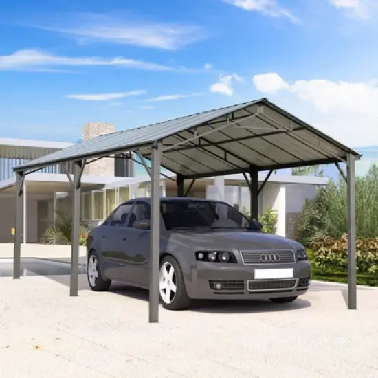 EROMMY Canopy, Garage with Galvanized Steel Roof image {4}