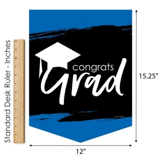 Big Dot of Happiness Blue Grad - Best is Yet to Come - Outdoor Home Decorations - Double-Sided Royal Blue Graduation Party Garden Flag - 12 x 15.25 in image {4}