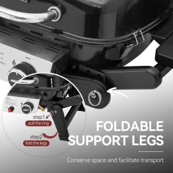 RoyalGourmet 2-Burner Portable Propane Gas Grill Tabletop Gas Grill GT2005TG Black image {9}