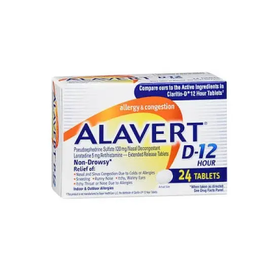 Alavert D-12 Hour, Nasal Decongestant Tabs 12 Ct image {3}