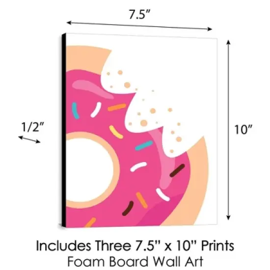 Big Dot of Happiness Donut Worry, Let's Party - Doughnut Kitchen Wall Art, Nursery Decor & Restaurant Decorations - 7.5 x 10 inches - Set of 3 Prints image {3}