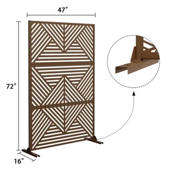 Dovelina Metal Outdoor Privacy Screen Freestanding Garden Privacy Screen - 72"x47", Brown, Zodiac image {3}
