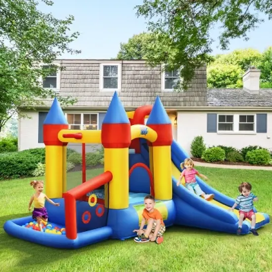 Costway Inflatable Bounce House Slide Bouncer Kids Castle Jumper w/ Balls & 780W Blower image {4}