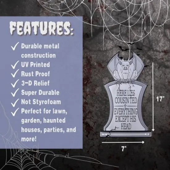 3D Halloween Metal Ghost Tombstone- 6 Designs (17" w Stakes) Durable, Weather Rust Proof, UV Printed- Lawn Decor- No Flimsy Foam Graveyard Headstones image {1}