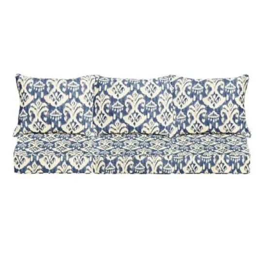 25" x 69" Rivoli Indoor Outdoor Deep Seating Sofa Pillow and Cushion Set Corded Indigo - Sorra Home: Fade & UV-Resistant, Zippered image {4}
