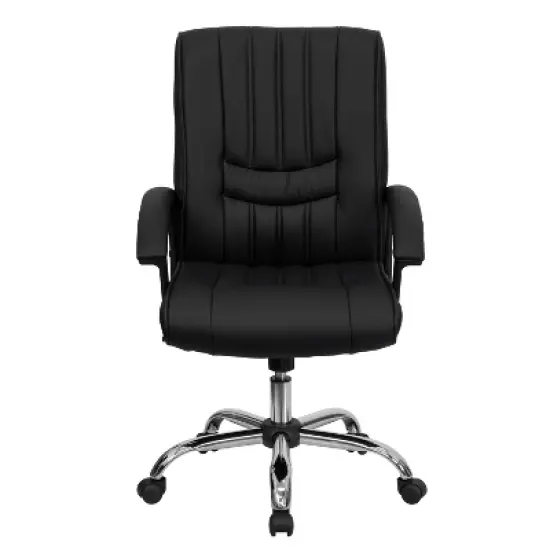 Flash Furniture Mid-Back Black LeatherSoft Swivel Manager's Office Chair with Arms image {8}