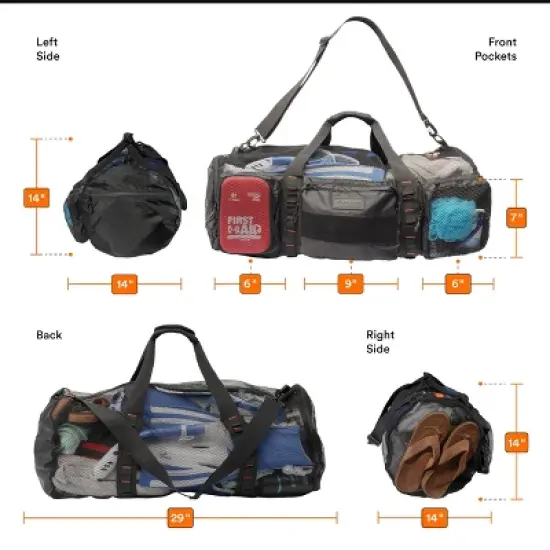 90L Large Mesh Duffle Bag for Scuba Dive or Snorkel Equipment. Best for Water Sports image {5}