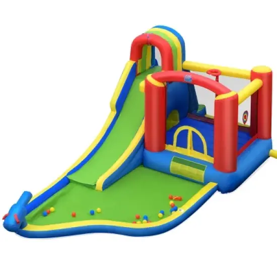 Tangkula Inflatable Jungle Bounce House w/ Dual Slides Climbing Wall Jumping Area image {5}
